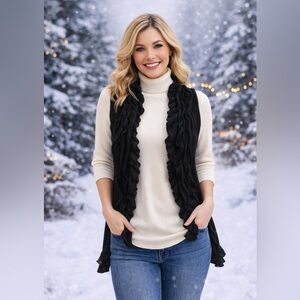 Black Ruffled Sweater Vest 52